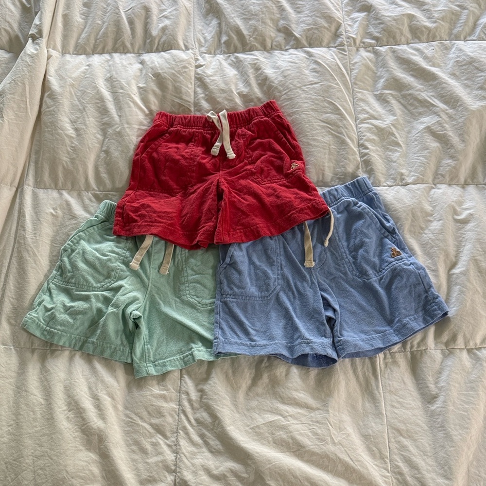 3 Pairs Kids Gap Drawstring Shorts in Red, Blue, and Mint